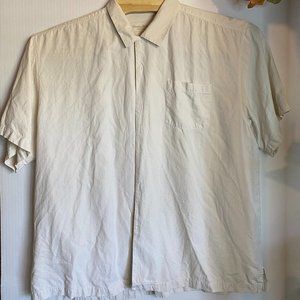Tommy Bahama Men's XLX/TGT Original Fit Short Sleeve 100% Silk Camp Shirt Cream